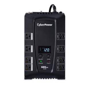 CyberPower CP685AVRLCD Compact UPS, UL Rated, Energy Star certified, 8× NEMA 5-15R